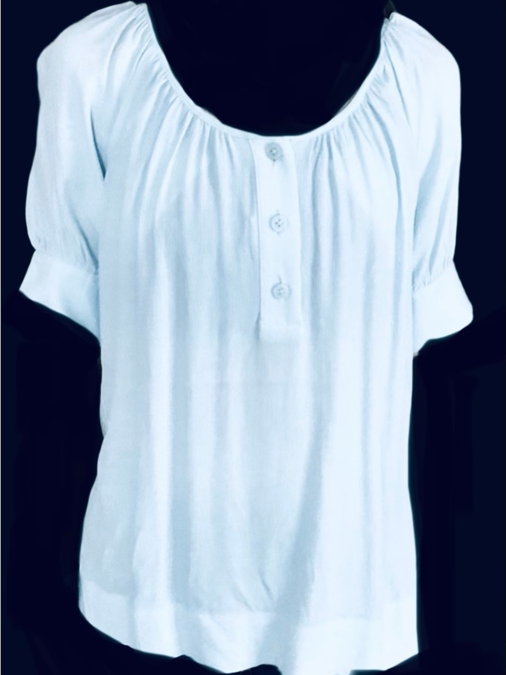 J Crew powder blue crepe short sleeve drapey blouse